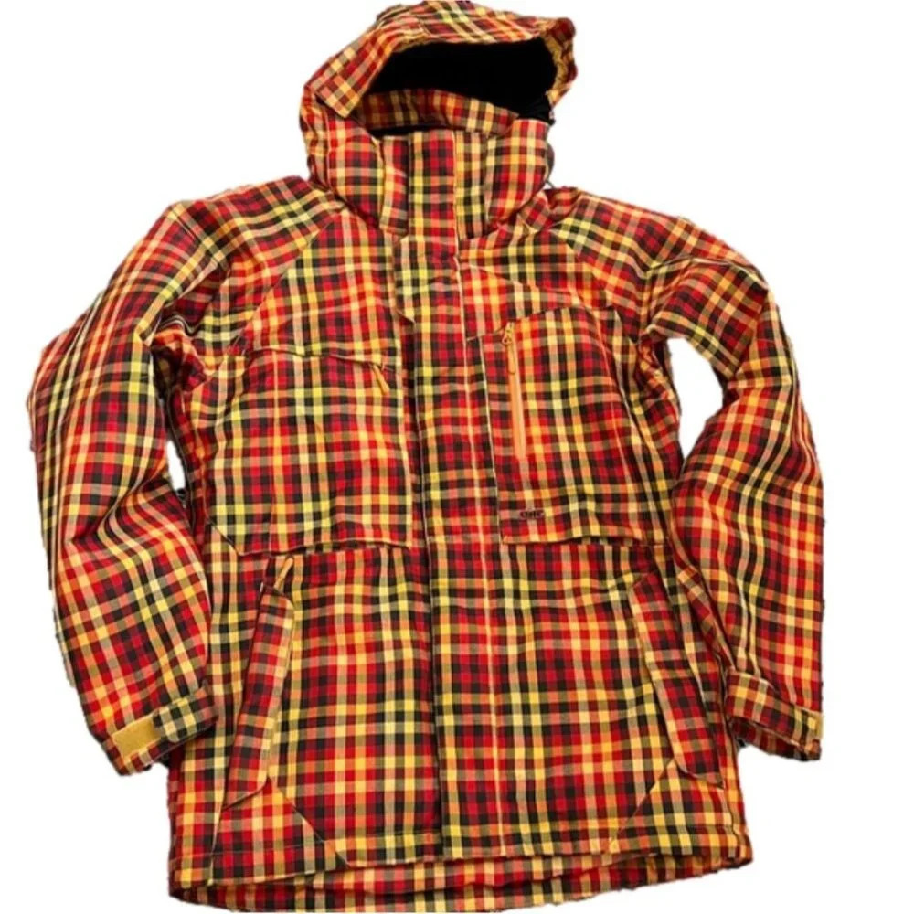 Plaid Ski & Snowboard Jacket - Red, Yellow, Black